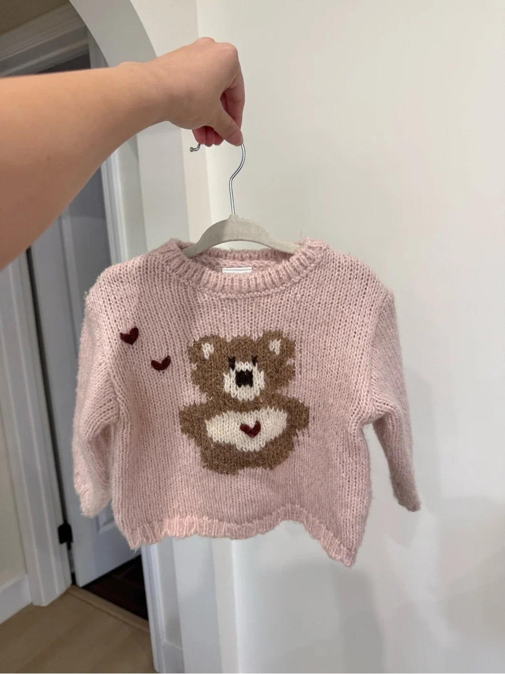 Zara Pink Teddy Bear Knit Sweater 1.5Y - Picture 1 of 2